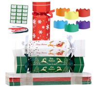 30 Pack Christmas Crackers - Make Your Own Christmas Crackers with Paper Hats, Riddle Cards & Ribbon, DIY Candy Boxes and Reusable Gift Box for Family Party Favours & Table Decoration - No Snap