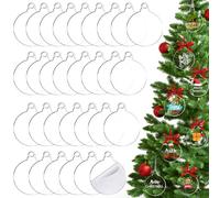 30 Pack Clear Acrylic Disc Ornaments - 7.6cm Round Christmas Ornaments Blanks Flat Baubles DIY Crafts for Christmas Tree Winter New Year Party Hanging Decorations