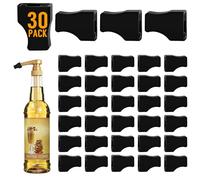 30 Pack Coffee Syrup Pump Tip Covers - Black Rubber Pourer Cap for Syrup Pump, Sugar, Condiments, Olive Oil, Liquor Bottle, Long Lotion Pumps