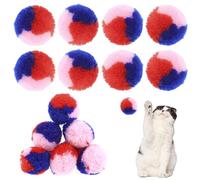 30 Pack Colorful Cat Pom Pom Balls Soft Plush Cats Balls Fuzzy Interactive Cats Ball Rainbow Cat Toy Kit Fuzzy Kitty Ball for Kitten Pet Playing Exercising