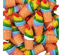 30 Pack Cute Charms Beads Chocolate Ice-Lolly Dessert Ice Cream Resin Charms Slices Flatback Buttons for Handcraft Accessories Scrapbooking Phone Case Decor Jewelry Making (Rainbow Ice Cream)