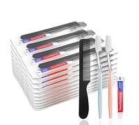 30 Pack Disposable Toothbrushes with Toothpaste and Comb Individually Wrapped,10g Travel Toothpaste,7inch Black Hair Comb, Travel Toothbrush Set for Guest, Hotel,AirBnb