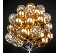 30 Pack Gold Metallic Balloons for Party Decorations - 12 Inch Reusable Helium & Air Balloons with Ribbon for Birthday, Anniversary, Wedding Decor