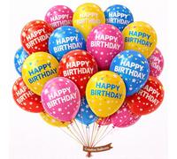 30 Pack Happy Birthday Printed Balloons Multi-Colour Latex Balloons for Birthday Decorations Party Supplies Kids & Adults Celebration Décor Party Balloon Set