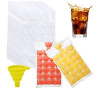 30-Pack Ice Cube Bags with Silicone Funnel, Make 720 Premium Ice Cubes, Self-Sealing Disposable Freezer Bags for Whiskey, Cocktails & Parties (Food-Grade PE)