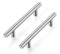 30 Pack Kitchen Cupboard Handles, Brushed Nickel Pulls 96mm Hole Center | T-Bar Pull Shape, Smooth Grip, For Kitchen Cupboards, Cabinets, Drawers, Furniture Restyle, Bathroom Storage, Wardrobe Doors