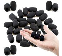 30 Pack Lapel Microphone Windscreen Headset Mic Foam Cover Pads Mini Size Protector Cover for Small Lapel and Headset Microphones, Black
