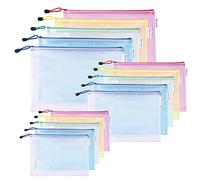 30 Pack Mesh Zipper Pouch Document Bag, A3|A4|A5 Size, Each Size 10PCS, 5 Color Zipper Bags, for Office, Home and Business Travel (MixedColor, A3A4A5)