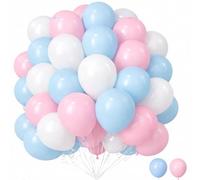 30 Pack Mini 5 Inch Balloons White Light Blue & Pastel Pink Combo Small Latex Balloons for Baby Shower Gender Reveal Birthday Party Decorations Wedding Garland
