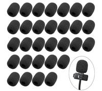 30 Pack Mini Size Lapel Headset Mic Foam Covers Microphone Windscreen, Black