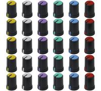30 Pack Mixed Colour D270 Audio Rotary Control Knobs 6mm D-ShaftGrey Body Guitar/Mixer Knob