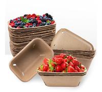 30 Pack Natural Pulp Fiber Large Berry Baskets, Vented Produce Containers for Strawberry, Blueberry, Raspberry, Egg, Fruit, Vegetables for Farmers Market, Grocery Store, Kitchen and Backyard Use
