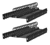 30 Pack Pants Hangers with Clips - POZEAN Plastic Hangers Stackable Skirt Hangers, Clothes Hangers with 360°Rotating & Adjustable Clips, Pants Hangers Space Saving for Pants, Skirts, Shorts (Black)