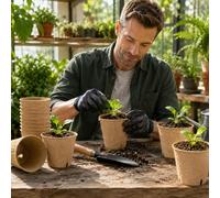 30 Pack Peat Plant Nursery Pots, 3.15" Biodegradable Planting Seed Cups with Drainage Holes, Stackable Pulp Boxes for Seedling Transplanting for Garden Home