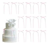 30 Pack Pink Ribbon Bow Cake Toppers Birthday Decorations Coquette Bow Cupcake Toppers for Cake Dessert Wedding Bridal Balloon Wall Party Supplies