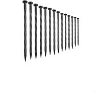 30-Pack Plastic Edging Nails, Spiral Nylon Landscape Stakes for Garden Borders, 8 Inch Black Anchoring Spikes for Lawn Edging, Patio, Tents and Awnings