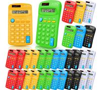 30 Pack Pocket Calculator Small Battery Powered Bulk Mini Size 4 Function Hand Held Basic Calculator for Students Kids School Home Office(Green, White, Red, Yellow, Blue, Black)