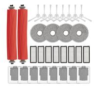 (30 Pack) Q Revo S Replacement Parts for Roborock Qrevo S, Qrevo Pro, Qrevo MaxV, QRevo Plus Robot Vacuum, 2 Roller Brushes, 8 White Side Brushes, 8 Dust Bags, 8 HEPA Filters, 4 Mop Pads