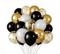 30-Pack Rainbow Confetti Balloons for Birthday Decorations, Theme Parties & Festive Celebrations - Fun, Shiny Filled Balloons for Kids & Adults (Black Gold-30 Pcs)