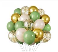 30-Pack Rainbow Confetti Balloons for Birthday Decorations, Theme Parties & Festive Celebrations - Fun, Shiny Filled Balloons for Kids & Adults (Green Gold-30 Pcs)