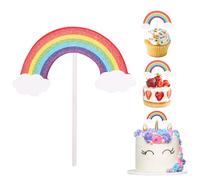 30 Pack Rainbow Cupcake Toppers, Rainbow Cupcake Picks Concert Theme Birthday Party Cake Decoration