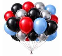 30 Pack Red Black Light Blue Silver Balloons 5 Inch Latex Balloons for Boys Birthday Party Super Hero Theme Decorations Graduation Anniversary and Event Supplies