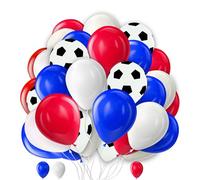 30 Pack Red, White & Blue Balloons with 12" Football Balloons for World Cup Parties Sports Birthday USA French Themed Party Decorations