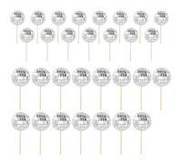 30-Pack Silver Mini Disco Ball Cake Decorations with Bamboo Sticks for Dessert Topping and Party Themes