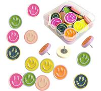 30 Pack Smiley Face Push Pins - Notice Board Pins Push Pins for Cork Board, Suitable for Images, Paper, Artwork, Documents, and Notes