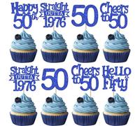 30 Pack Straight Outta 1976 Cupcake Toppers Glitter Blue Fifty Happy 50th Birthday Cupcake Picks Cheers to 50 Years Cake Decorations for Happy 50th Birthday Anniversary Party Supplies