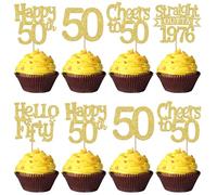 30 Pack Straight Outta 1976 Cupcake Toppers Glitter Hello Fifty Happy 50th Birthday Cupcake Picks Cheers to 50 Years Cake Decorations for 50th Birthday Party Supplies Gold