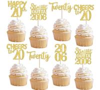 30 Pack Straight Outta 2006 Cupcake Toppers Happy 20th Birthday Twenty Awesome Since 2006 Cupcake Picks 20 Fabulous Cake Decorations for 20th Birthday Anniversary Party Gold