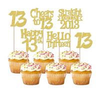 30 Pack Straight Outta 2013 Cupcake Toppers Glitter Gold Hello Thirteen Happy 13th Birthday Cupcake Picks Cheers to 13 Years Cake Decorations for Baby Shower Boys Girls 13th Birthday Party Supplies