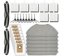 (30 Pack) T20+ Replacement Parts Accessories Kit for Airrobo T20+ Robot Vacuum Cleaner, 2 Roller Brush, 8 Side Brushes, 7 Dust Bags, 7 HEPA Filters, 6 Mop Pads
