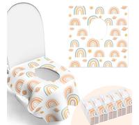 30 Pack Toilet Seat Covers Disposable, Individually Wrapped for Travel, Large Waterproof Potty Covers for Kids and Adults,Toddler Potty Training for Public Restroom, Airplane, Trip - Rainbow