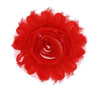 30 Pack Vintage Shabby Fabric Flowers 6cm Chic Chiffon Rose Frayed Floral Applique for Chiffon Hairbows Headband Hair Accessories Wedding Graduation Prom Party Supplies (Red)
