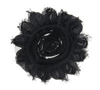 30 Pack Vintage Shabby Fabric Flowers 6cm Chic Chiffon Rose Frayed Floral Applique for Chiffon Hairbows Headband Hair Accessories Wedding Graduation Prom Party Supplies (Black)