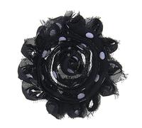 30 Pack Vintage Shabby Fabric Flowers 6cm Chic Chiffon Rose Frayed Floral Applique for Chiffon Hairbows Headband Hair Accessories Wedding Graduation Prom Party Supplies (Black White Dot)