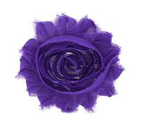 30 Pack Vintage Shabby Fabric Flowers 6cm Chic Chiffon Rose Frayed Floral Applique for Chiffon Hairbows Headband Hair Accessories Wedding Graduation Prom Party Supplies (Dark Purple)