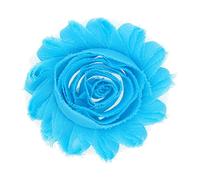 30 Pack Vintage Shabby Fabric Flowers 6cm Chic Chiffon Rose Frayed Floral Applique for Chiffon Hairbows Headband Hair Accessories Wedding Graduation Prom Party Supplies (SkyBlue)