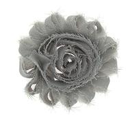 30 Pack Vintage Shabby Fabric Flowers 6cm Chic Chiffon Rose Frayed Floral Applique for Chiffon Hairbows Headband Hair Accessories Wedding Graduation Prom Party Supplies (Grey)
