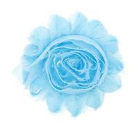 30 Pack Vintage Shabby Fabric Flowers 6cm Chic Chiffon Rose Frayed Floral Applique for Chiffon Hairbows Headband Hair Accessories Wedding Graduation Prom Party Supplies (Light Blue)