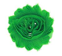 30 Pack Vintage Shabby Fabric Flowers 6cm Chic Chiffon Rose Frayed Floral Applique for Chiffon Hairbows Headband Hair Accessories Wedding Graduation Prom Party Supplies (Green)