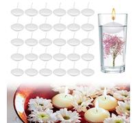 30 Pack White Floating Candles, Unscented Round Tealights for Wedding Party | Unique Retro Pattern Candle Cans, Recyclable Tinplate Containers for Adults DIY Crafts, Wax Melt Pots for Wedding Favours