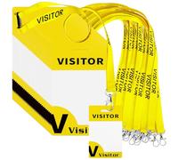 30-Pack Yellow Breakaway Lanyards with 30 PVC Visitor Pass Cards Reusable ID Badge Holders Quick-Release Neck Straps for Events, Workplaces, Volunteers or Visitors Yellow Lanyards