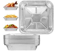 30 Packs Aluminum Foil Trays, 8 Inch Square Foils Baking Trays Tin Foil Containers, Disposable Foils Air Fryer Liner Trays Containers for Baking, Broiling, Cooking, Roasting, Storage