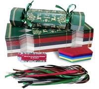 30 Packs Christmas Crackers, Make Your Own Christmas Crackers Kit No Snap, DIY Candy Boxes and Reusable Gift Box, Xmas Party Cracker Candy Paper Boxes Novelty Decorations with Hats Riddle Cards