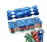 30 Packs Christmas Crackers,Metallic Red Green Blue DIY Party Crackers Bulk,Make Your Own ChristmasCrackers Kit,Christmas Cracker Candy Paper Boxes with Hats Joke Card for Xmax Family Crackers Gift