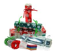 30 Packs Christmas Crackers,Metallic Red Green Silver DIY Party Crackers Bulk,Make Your Own ChristmasCrackers Kit,Christmas Cracker Candy Paper Boxes with Hats Joke Card for Xmax Family Crackers Gift