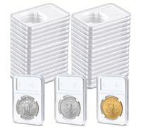 30 Packs Coin Display Holder Storage Case for Morgan Peace IKE Silver Dollar Coins Holder 38mm Clear Acrylic Cases for Coin Organize and Collection Four-Point Fixation Capsules Protector